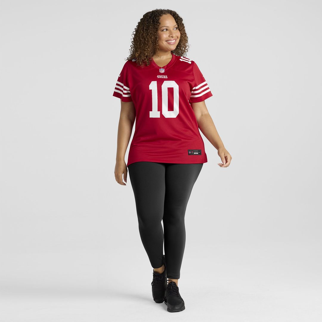 Mac Jones San Francisco 49ers Women's Team Game Jersey - Scarlet