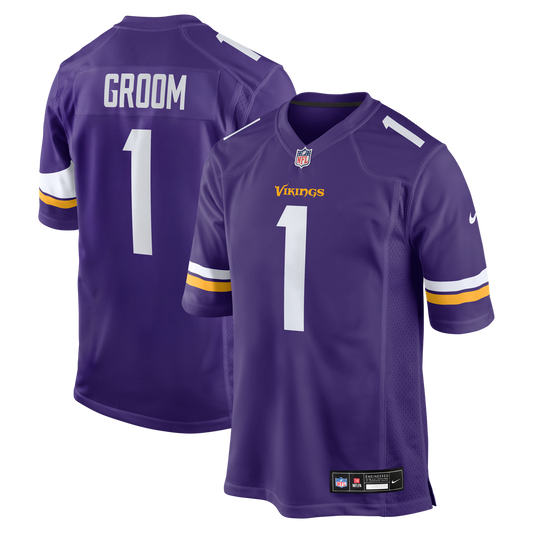 Number 1 Groom Minnesota Vikings Game Jersey - Purple