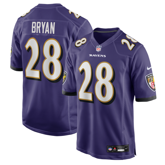 Taven Bryan Baltimore Ravens Team Game Jersey - Purple