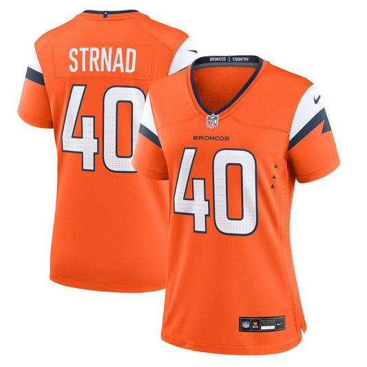 Justin Strnad Denver Broncos Women's Team Game Jersey - Orange