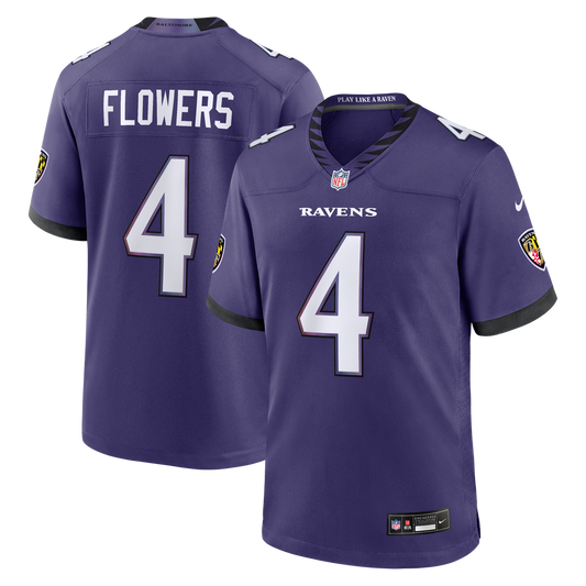 Zay Flowers Baltimore Ravens Team Game Jersey - Purple